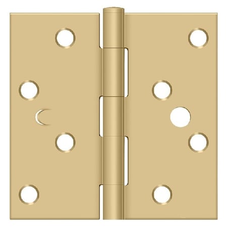 Deltana 4 x 4 Square Hinge; Satin Brass Finish S444BMS